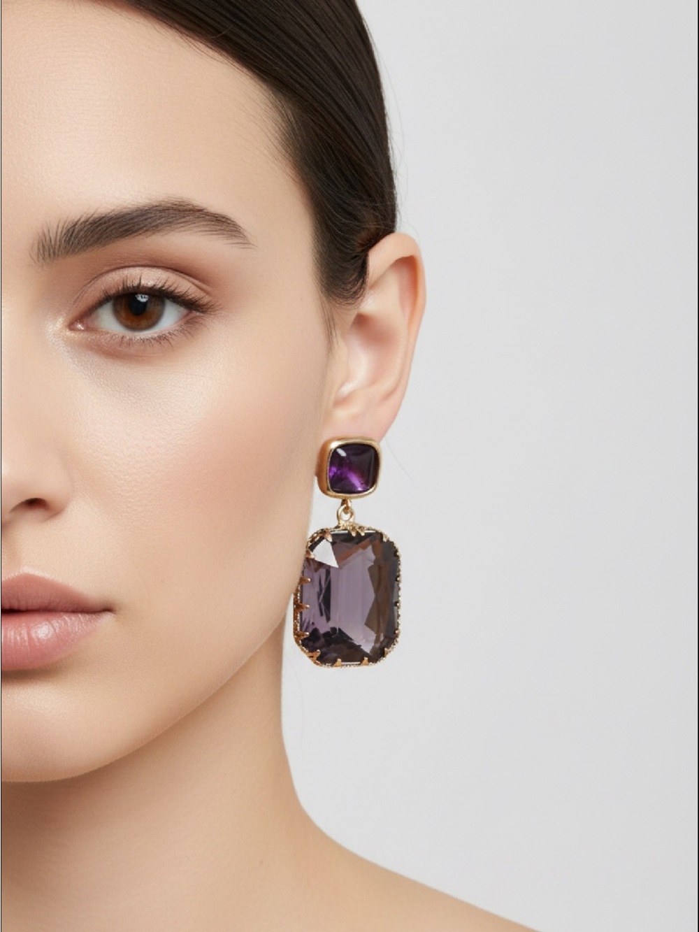 Crystal Earrings Purple